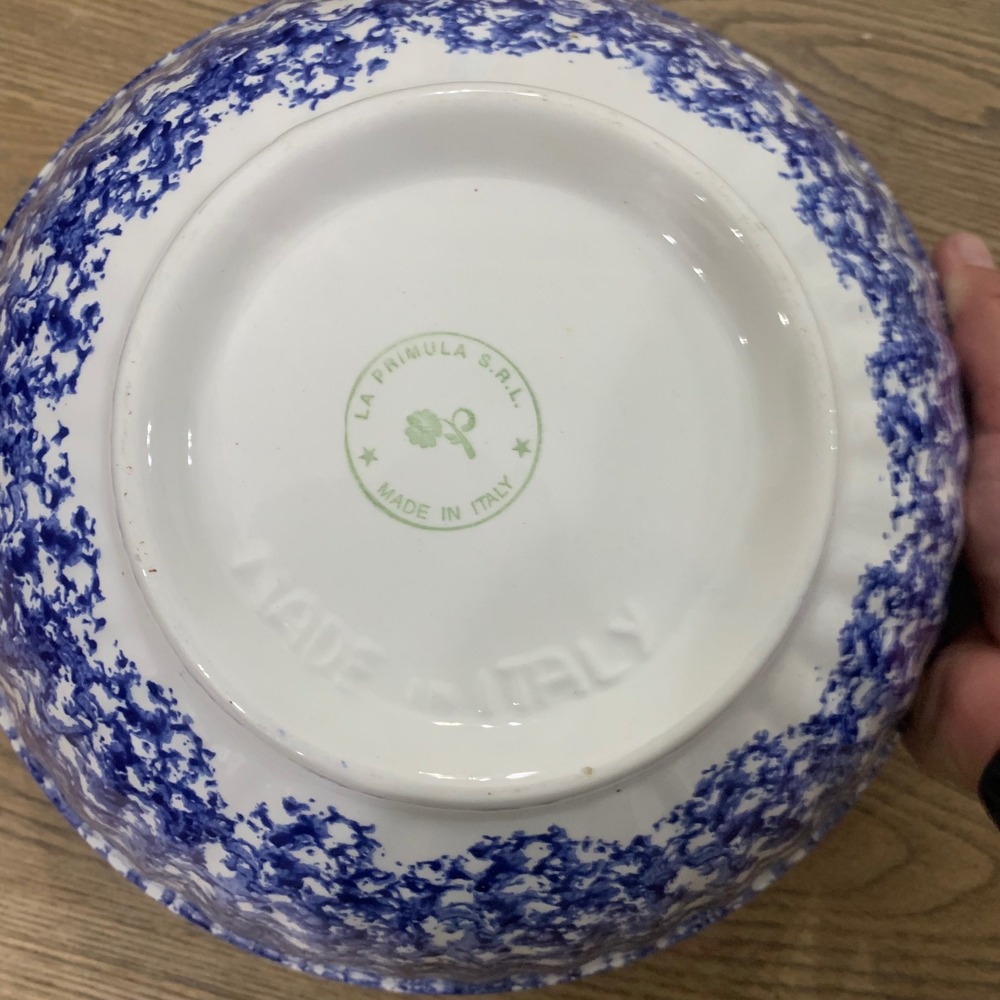 La Primula SRL Italy Cobalt Blue Spongeware Splatter Serving Bowl - Picture 6 of 6
